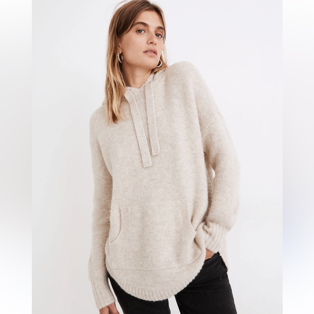 Madewell Wilmington Hoodie Sweater Wool Blend Cozy Cream Sweater Small Warm